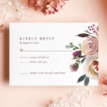 Elegant Chic Romantic Roos Wedding RSVP Kaart<br><div class="desc">Elegant Chic Romantic Roos Wedding RSVP Kaart</div>