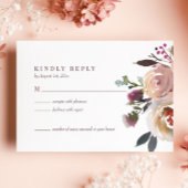 Elegant Chic Romantic Roos Wedding RSVP Kaart