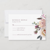 Elegant Chic Romantic Roos Wedding RSVP Kaart (Voorkant)