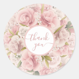 Elegant Chic Romantic Thank You Rose Floral   Ronde Sticker