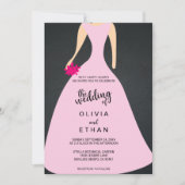 Elegant chic roos bride jurk Weddenschap Uitnodigi Kaart (Voorkant)