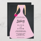 Elegant chic roos bride jurk Weddenschap Uitnodigi Kaart (Voorkant / Achterkant)