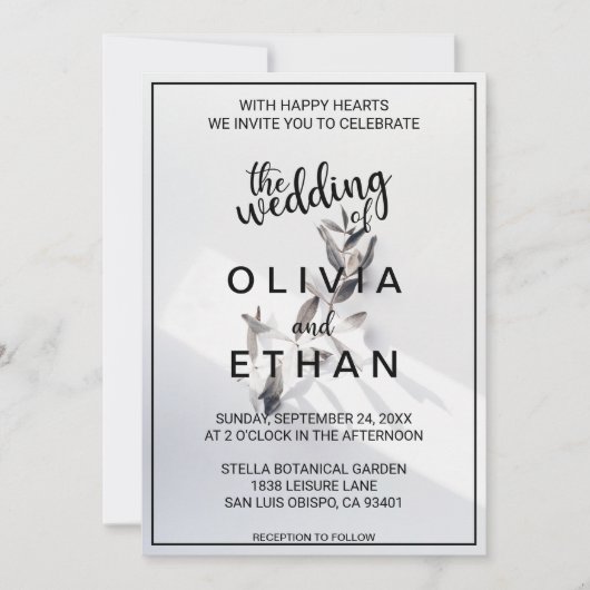 Elegant chic roos floral Wedding Invitation Kaart (Voorkant)