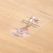 Elegant Chic Roos Gold Dress Confetti Sweet 16 Acryl Uitnodigingen (Laagn)