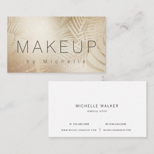 Elegant chic roos gold faux folie make-up artiest visitekaartje (Voorkant / Achterkant)