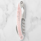 Elegant Chic Roos Gold Glitter Blush Monogram Naam Kurkentrekker (Achterkant)