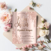 Elegant Chic Roos Gold Glitter Drift Baby shower Kaart