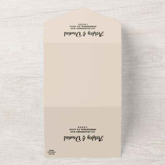 Elegant Chic Roos Gold Glitter Glam Modern Weddens All In One Uitnodiging (Buitenkant)