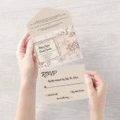 Elegant Chic Roos Gold Glitter Glam Modern Weddens All In One Uitnodiging (Afscheurbaar)