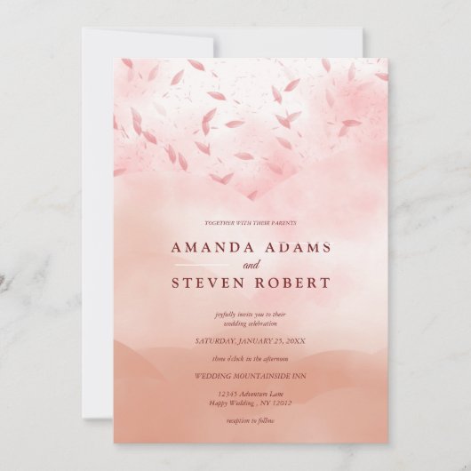 Elegant Chic Roos Gold Leaves Abstract Weddenschap Kaart (Voorkant)