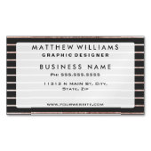 Elegant Chic Roos Gold Stripes en Black Visitekaartje Magneet (Voorkant)