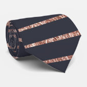 Elegant Chic Roos Gold Stripes en Navy Blue Stropdas (Opgerold)