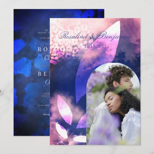 Elegant Chic Roos Gold Violet Arch Foto Weddenscha Kaart (Voorkant / Achterkant)