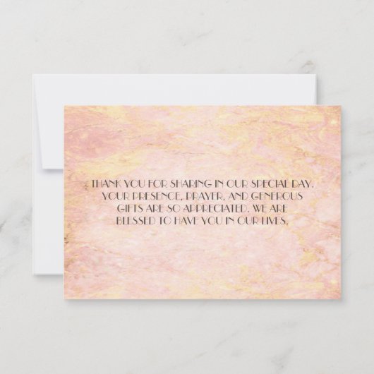 Elegant Chic Roos Marble Floral Hartelijk dank Bedankkaart (Achterkant)