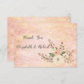 Elegant Chic Roos Marble Floral Hartelijk dank Bedankkaart (Voorkant / Achterkant)