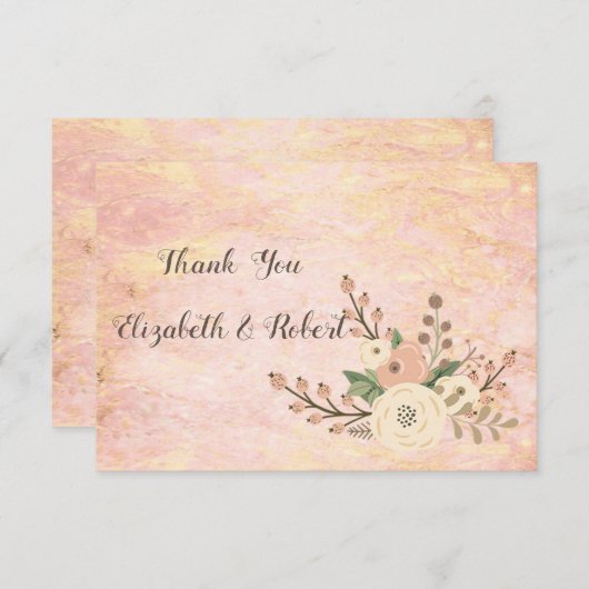 Elegant Chic Roos Marble Floral Hartelijk dank Bedankkaart (Voorkant / Achterkant)