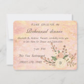 Elegant Chic Roos Marble Floral Rehearsal Dinner Kaart (Voorkant)