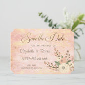 Elegant Chic Roos Marble Floral Save the Date (Staand voorkant)