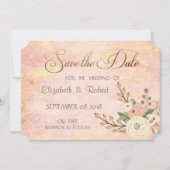 Elegant Chic Roos Marble Floral Save the Date (Voorkant)