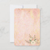 Elegant Chic Roos Marble Floral Wedding Reception Kaart (Achterkant)