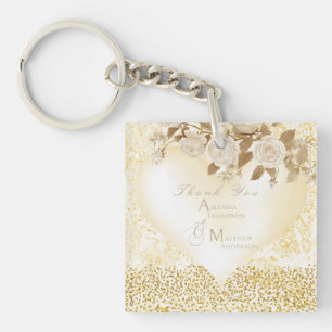 Elegant Chic Roos Monogram Goud Sleutelhanger