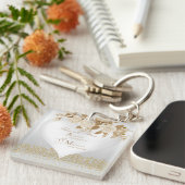 Elegant Chic Roos Monogram Wit Sleutelhanger (Voorkant Rechts)
