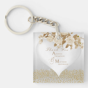 Elegant Chic Roos Monogram Wit Sleutelhanger