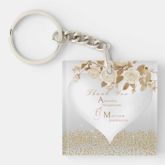 Elegant Chic Roos Monogram Wit Sleutelhanger (Voorkant)