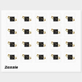 Elegant Chic Roos Monogram Wit Vierkante Sticker (Vel)