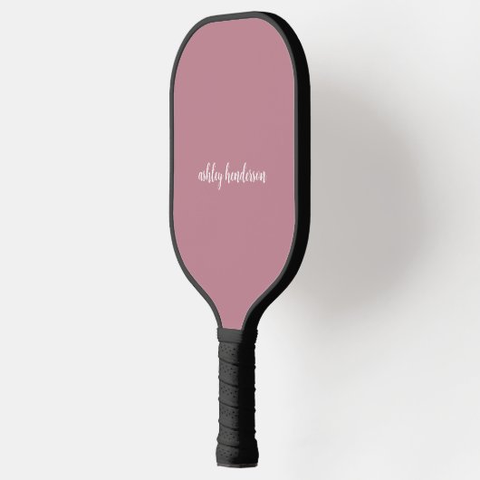 Elegant Chic Roos Roze Monogram Volledige naam Pickleball Paddle (Links)