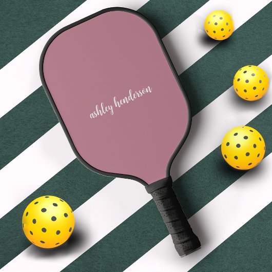 Elegant Chic Roos Roze Monogram Volledige naam Pickleball Paddle