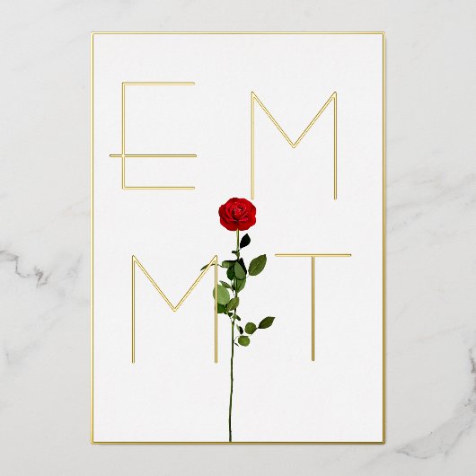 Elegant Chic Roos Stem Monogram Weddenschap Folie Uitnodiging (Voorkant)