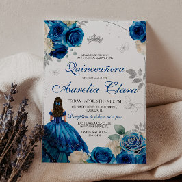 Elegant Chic Royal Blue Rozen Gold Quinceanera Kaart