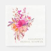 Elegant Chic Roze Bloemen Vrijgezellenfeest Custom Servet (Voorkant)