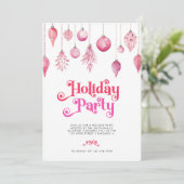 Elegant Chic Roze Kerstvakantie Drinken Party Kaart (Staand voorkant)