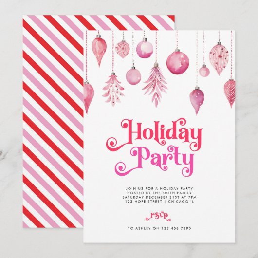 Elegant Chic Roze Kerstvakantie Drinken Party Kaart (Voorkant / Achterkant)
