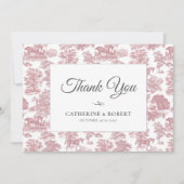Elegant Chic Roze Paard Toile Bruiloft Bedankkaart (Voorkant)