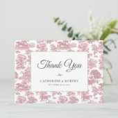 Elegant Chic Roze Paard Toile Bruiloft Bedankkaart (Staand voorkant)