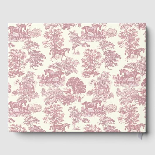 Elegant Chic Roze Paard Toile Bruiloft Gastenboek (Achterkant)