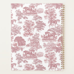 Elegant Chic Roze Paard Toile Bruiloft Planner