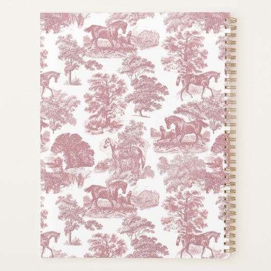 Elegant  Chic Roze Paard Toile Bruiloft Planner (Achterkant)