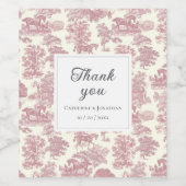 Elegant  Chic Roze Paard Toile Bruiloft Wijn Etiket (Enkel label)