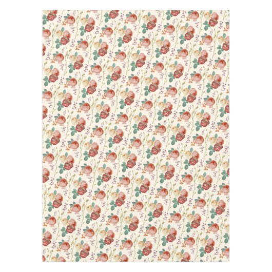 Elegant Chic roze Roses Floral on Beige Tafelkleed (Voorkant)