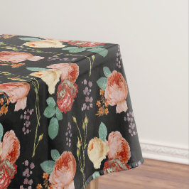 Elegant Chic roze Roses Floral on Black Tafelkleed