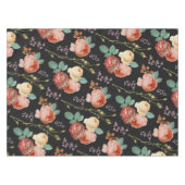 Elegant Chic roze Roses Floral on Black Tafelkleed (Voorkant (Horizontaal))