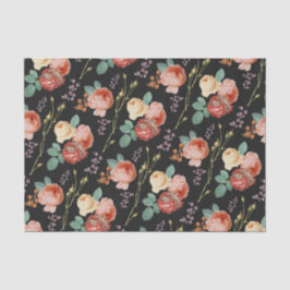 Elegant Chic roze Roses Floral on Black Tissuepapier