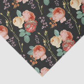 Elegant Chic roze Roses Floral on Black Tissuepapier (Detail)