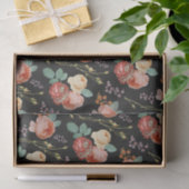 Elegant Chic roze Roses Floral on Black Tissuepapier (Geschenk)