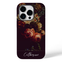 Elegant Chic roze Roses Floral op zwarte naam