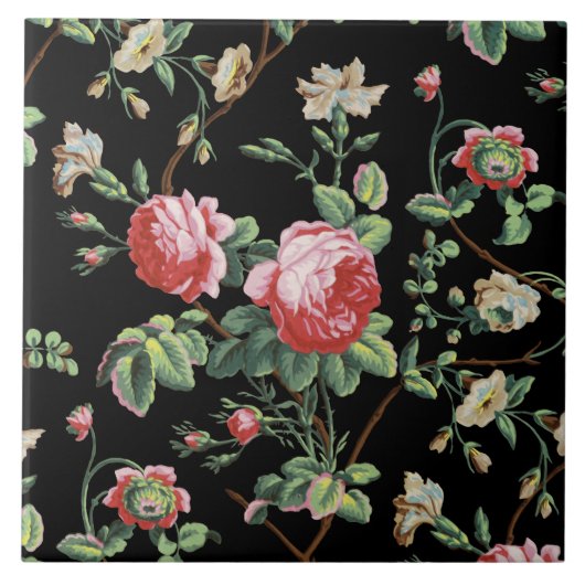 Elegant Chic  Roze Roze Floral Keramische Tegel Tegeltje (Voorkant)